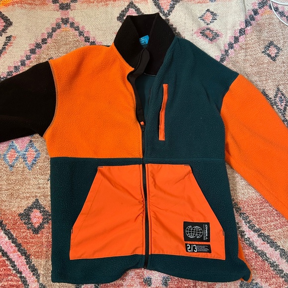 O’Neill Colourblocked Orange and Green Fleece - Picture 1 of 1